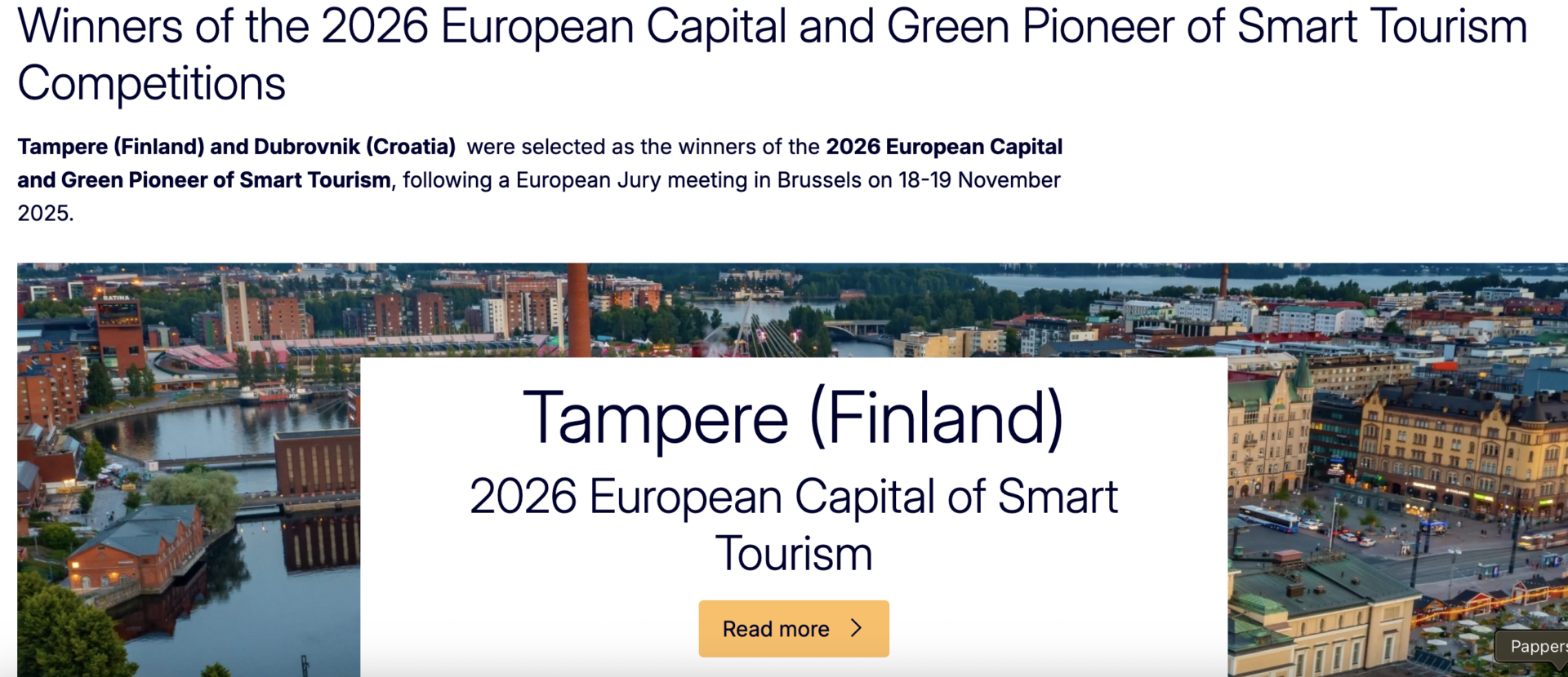2026 Europæisk Kulturhovedstad og Grøn Pioner inden for Smart Turisme